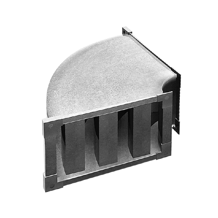 SLHS silencieux rectangulaire coude horizontale