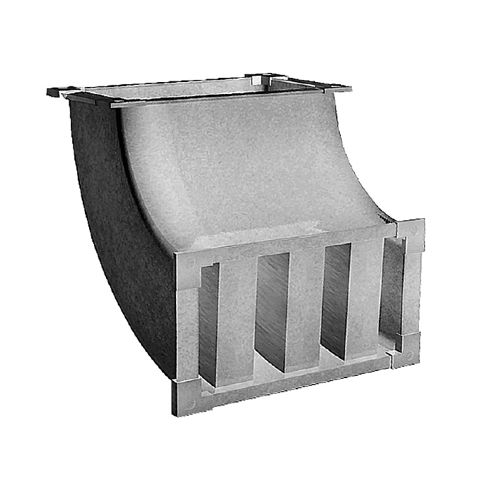 SLVS silencieux rectangulaire coude vertical